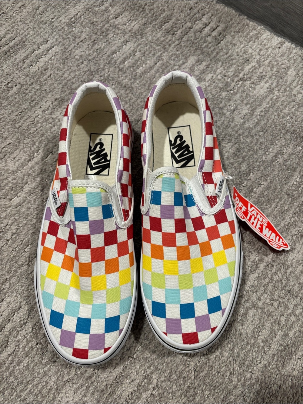 Vans Rainbow Checkerboard Slip-On Shoes size 6.5